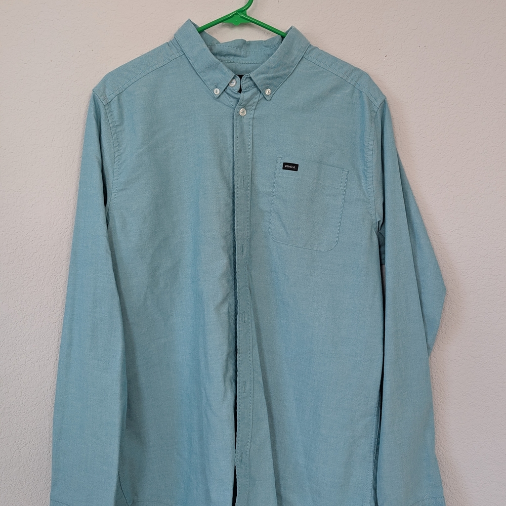 RVCA Men's Aqua Button Down Shirt